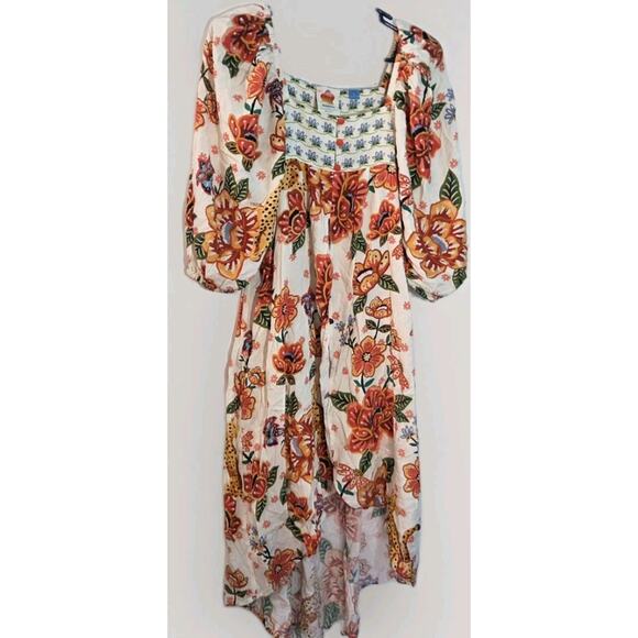 Farm Rio Anthropologie Long Tunic Top Duster Shirt Dress Leopard Floral S NWT - Picture 7 of 12